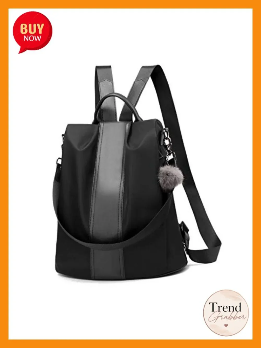 Waterproof Nylon Anti-theft Backpack Purse for Women with USB Port